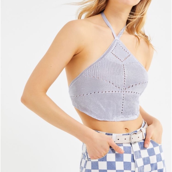 Urban Outfitters Tops - 🌟Host Pick🌟 NEW UO Diamond Halter Tie-Back Cropped Top